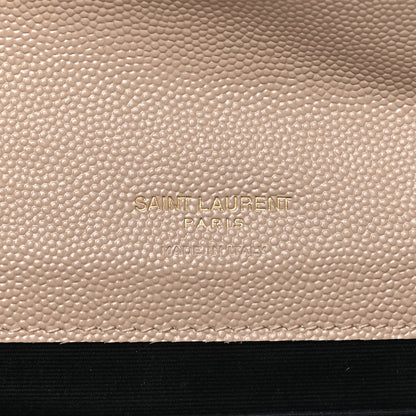 Saint Laurent Grain De Poudre Matelasse Chevron Monogram Envelope Clutch Dark Beige 6 of 8