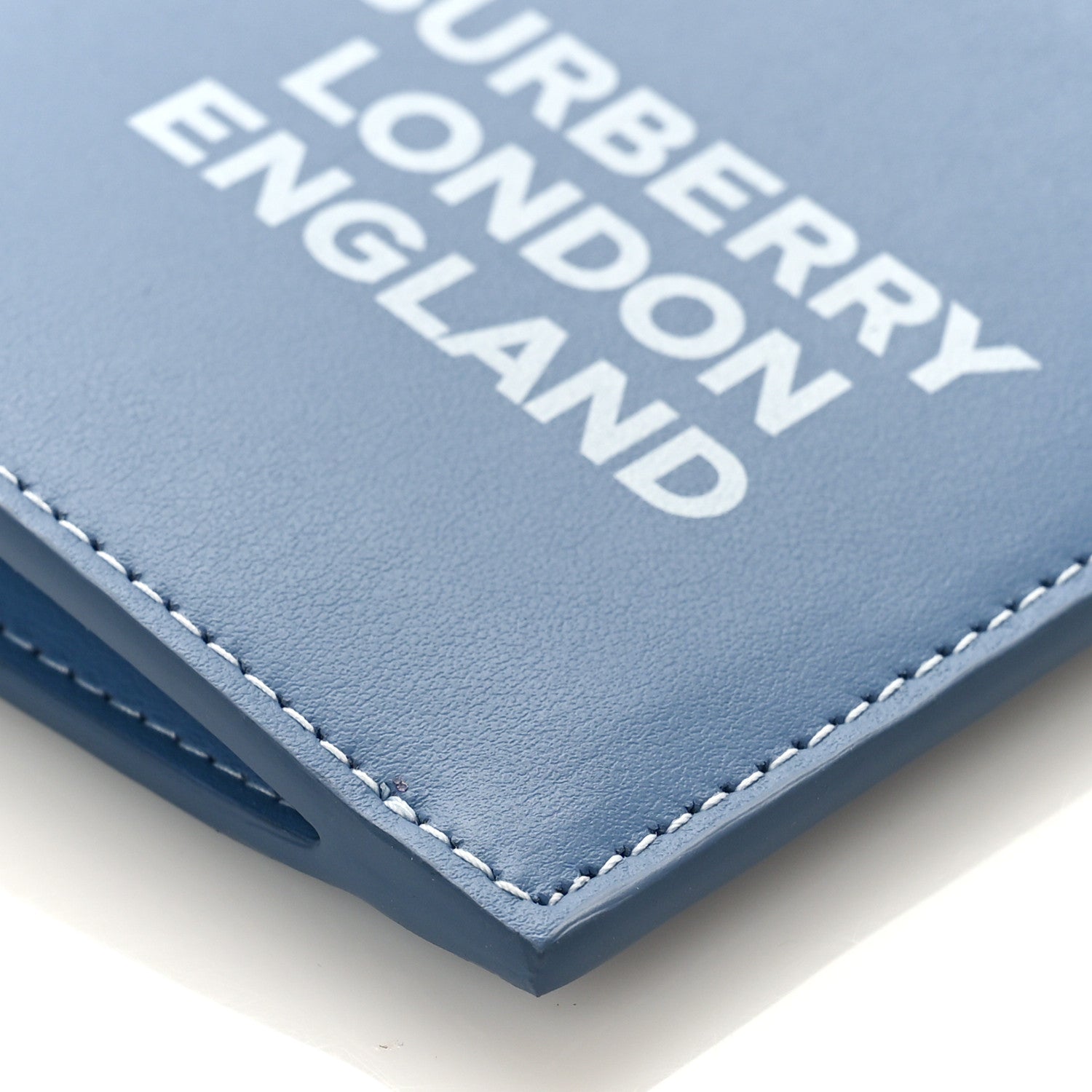 Burberry Calfskin London England Print Logo Card Holder Light Blue 8 of 8