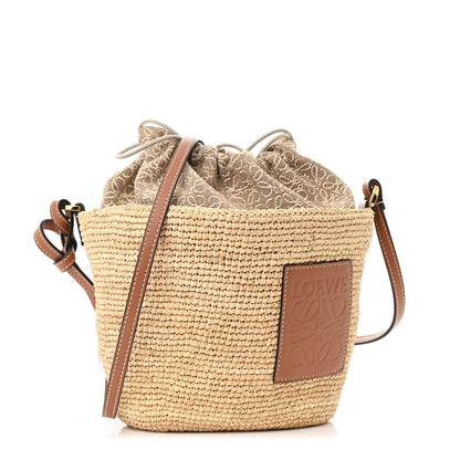 Loewe Calfskin Raffia Anagram Paulas Ibiza Pochette Bag Natural Tan 1 of 11