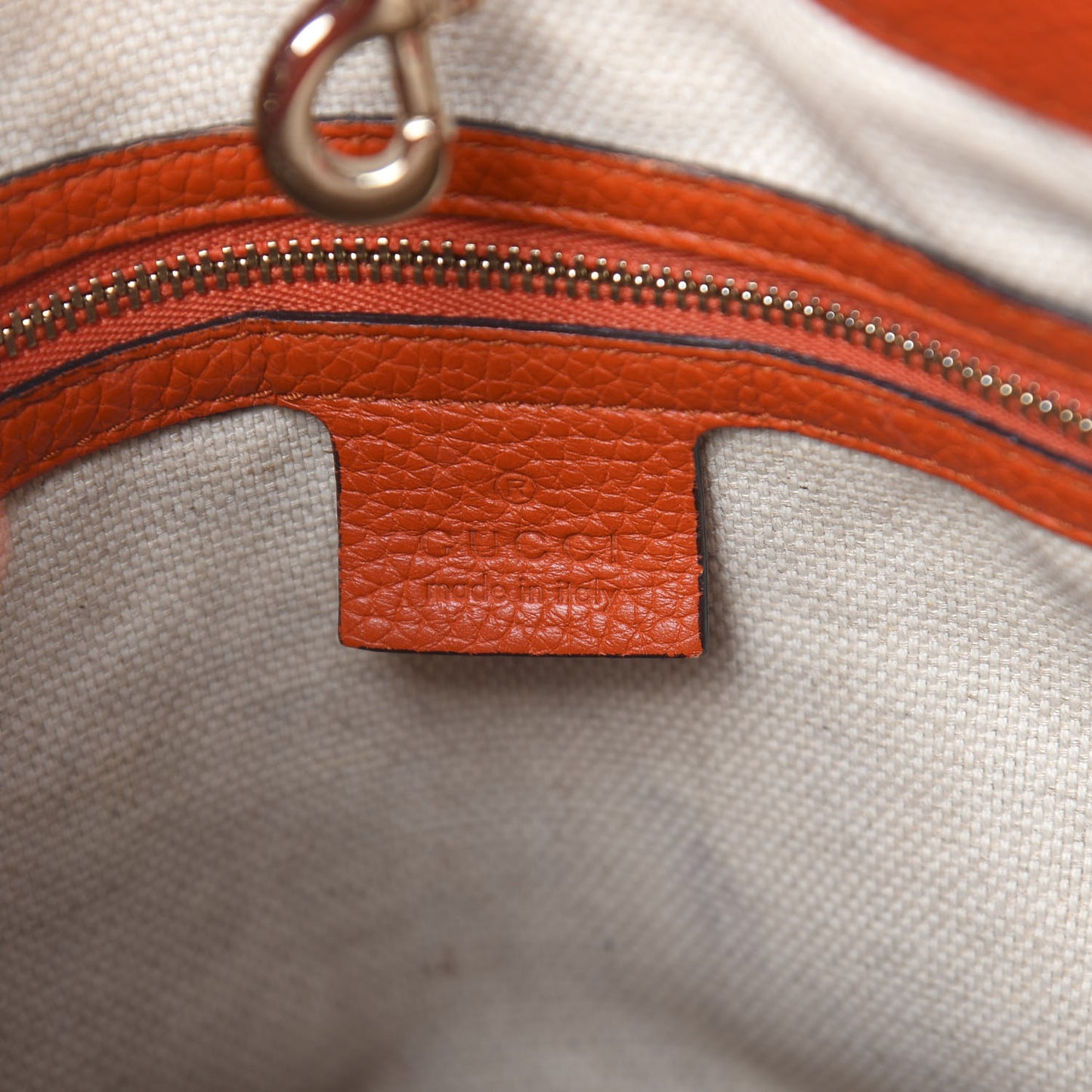 Pebbled Calfskin Medium Soho Chain Shoulder Bag Sun Orange