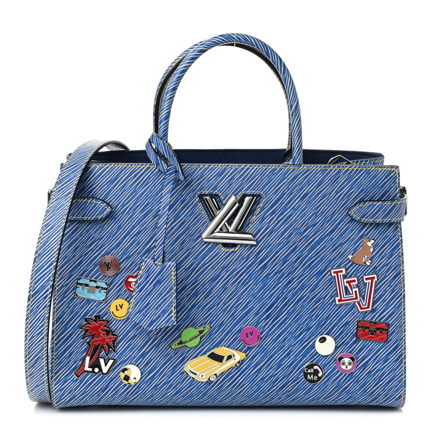 Epi Pins Twist Tote Denim Light