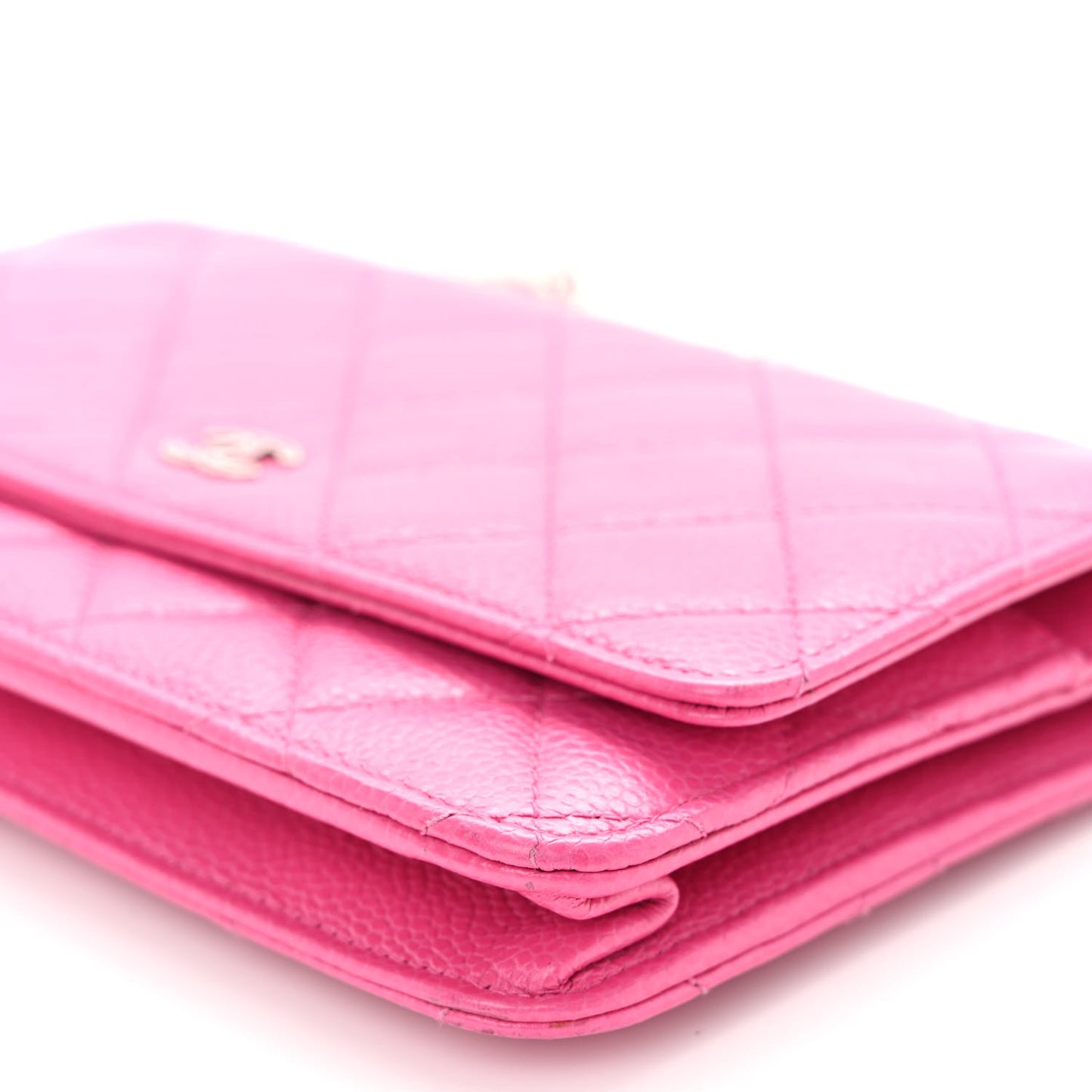 Caviar Quilted Wallet on Chain WOC Fuchsia