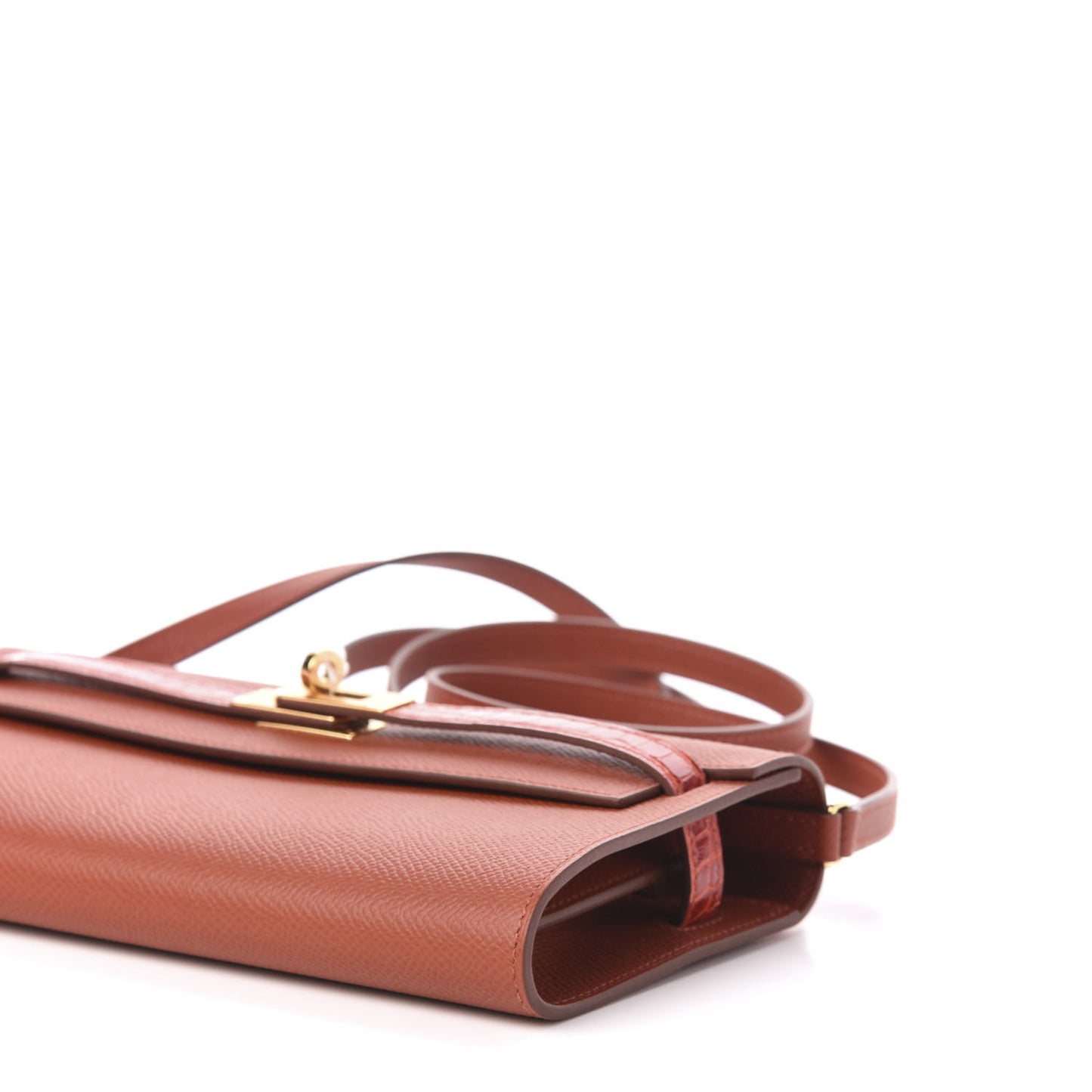 Epsom Shiny Alligator Touch Kelly Wallet To Go Brique Sanguine