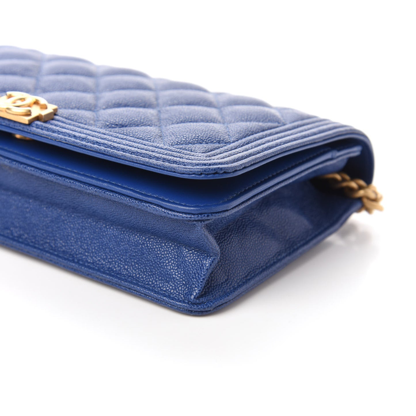Caviar Quilted Boy Wallet On Chain WOC Blue