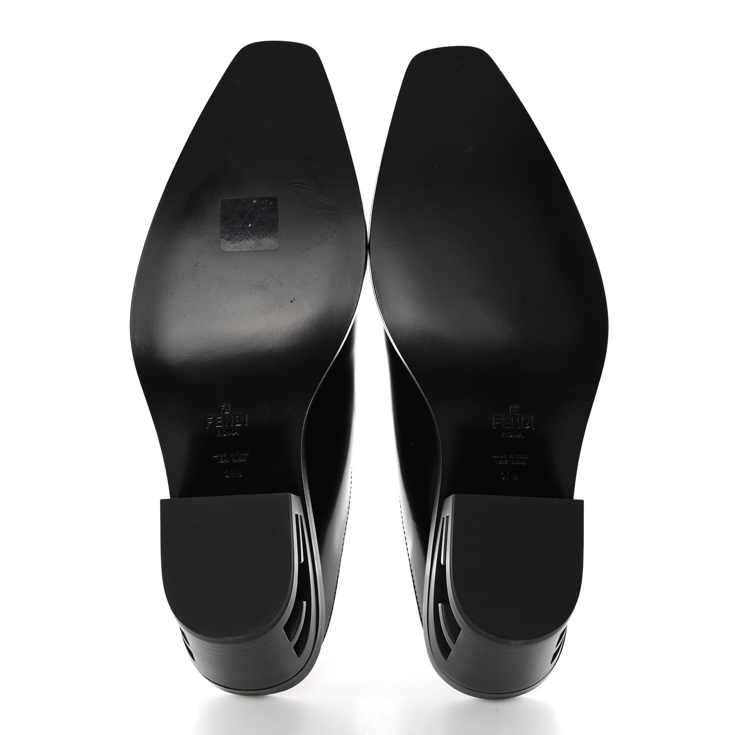 Fendi Vitello Abrasivato FF Cut Mules 39.5 Black 5 of 11