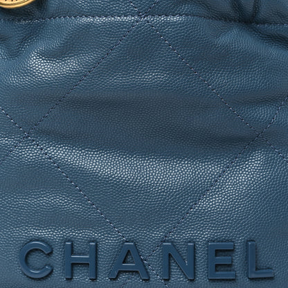 Chanel Shiny Caviar Quilted Monochrome Mini Chanel 22 Blue 8 of 10