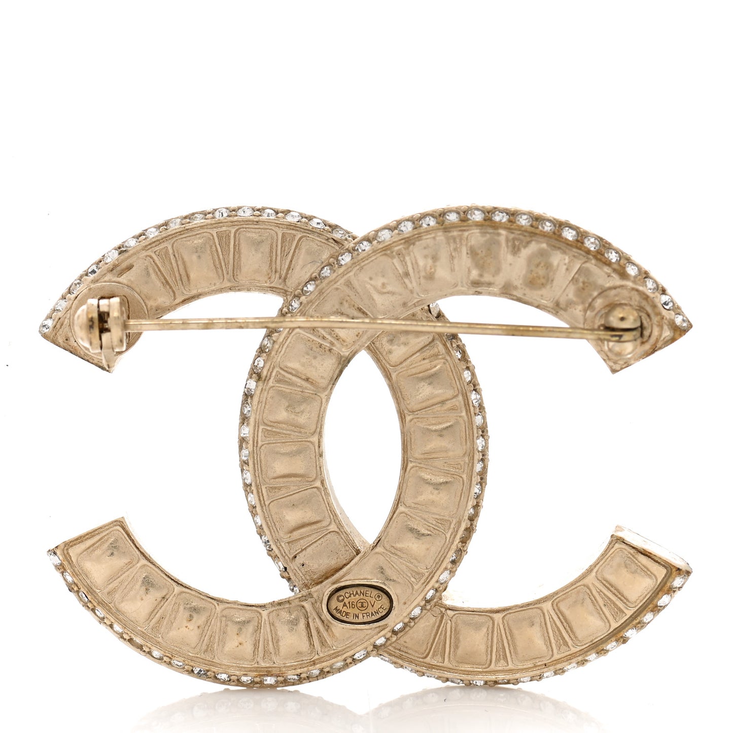 Baguette Crystal CC Brooch Gold