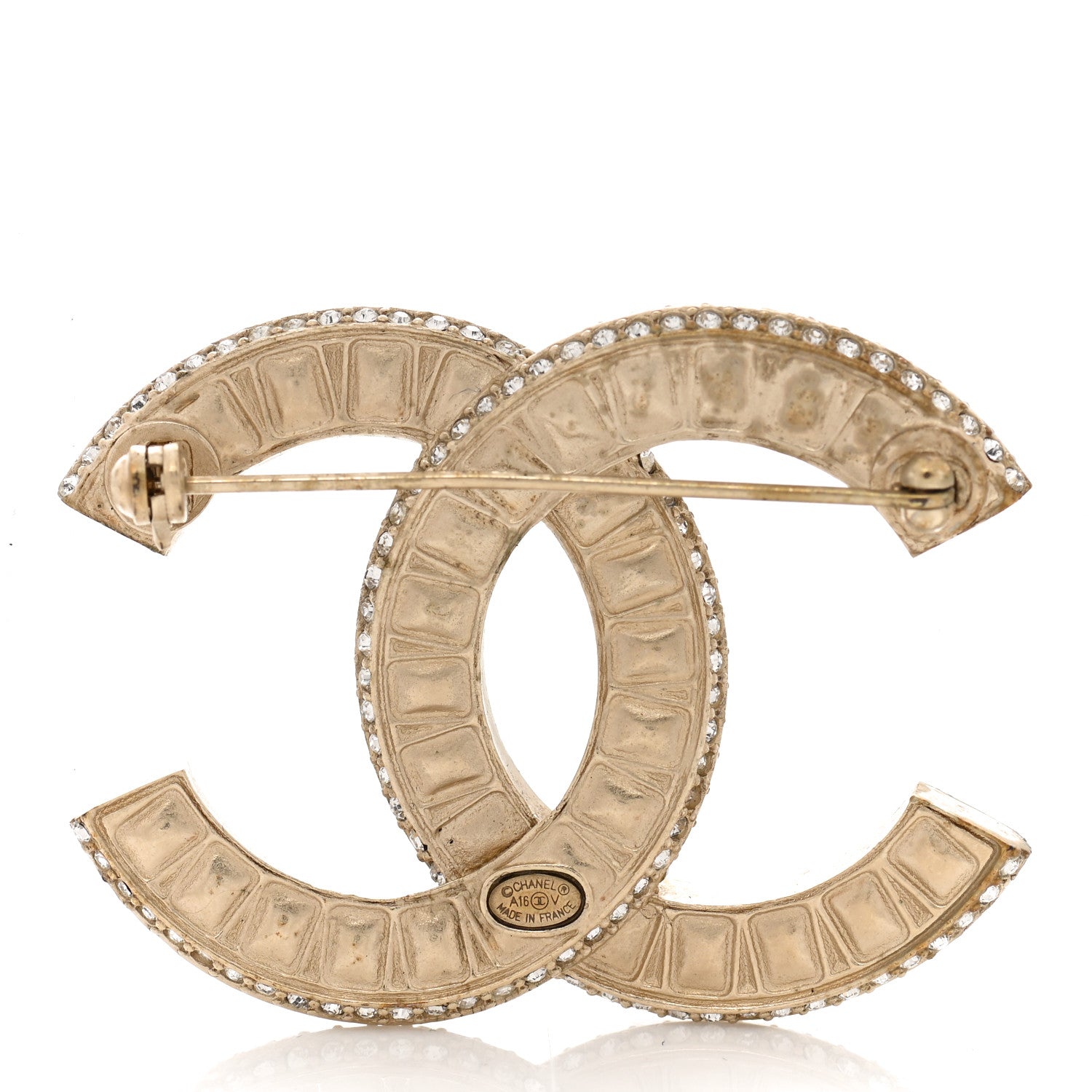 Chanel Baguette Crystal CC Brooch Gold 3 of 4