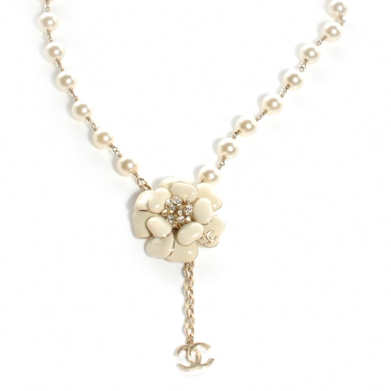 Pearl and Crystal Enamel Camellia Belt Gold