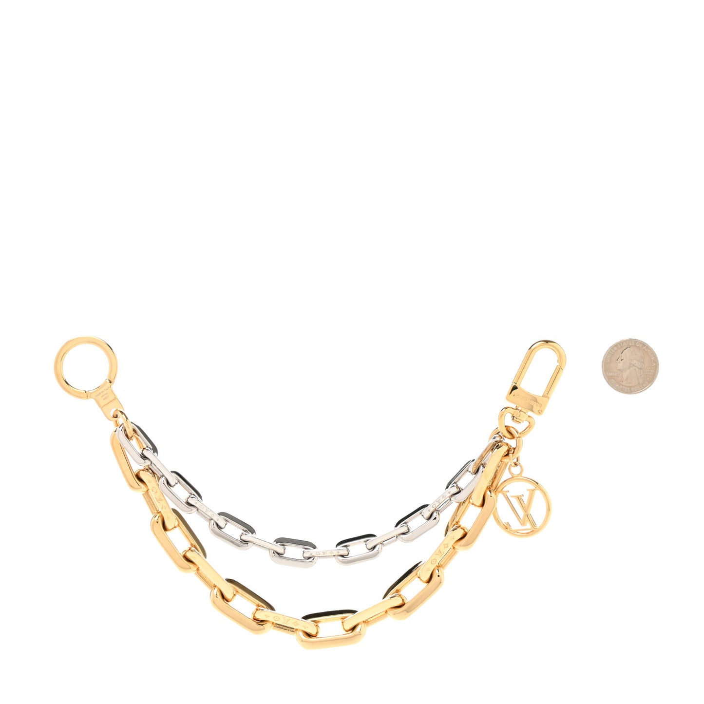 Metal LV Edge Chain Bag Charm Silver Gold