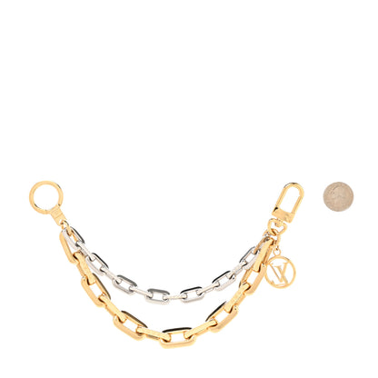 Louis Vuitton Metal LV Edge Chain Bag Charm Silver Gold 2 of 5