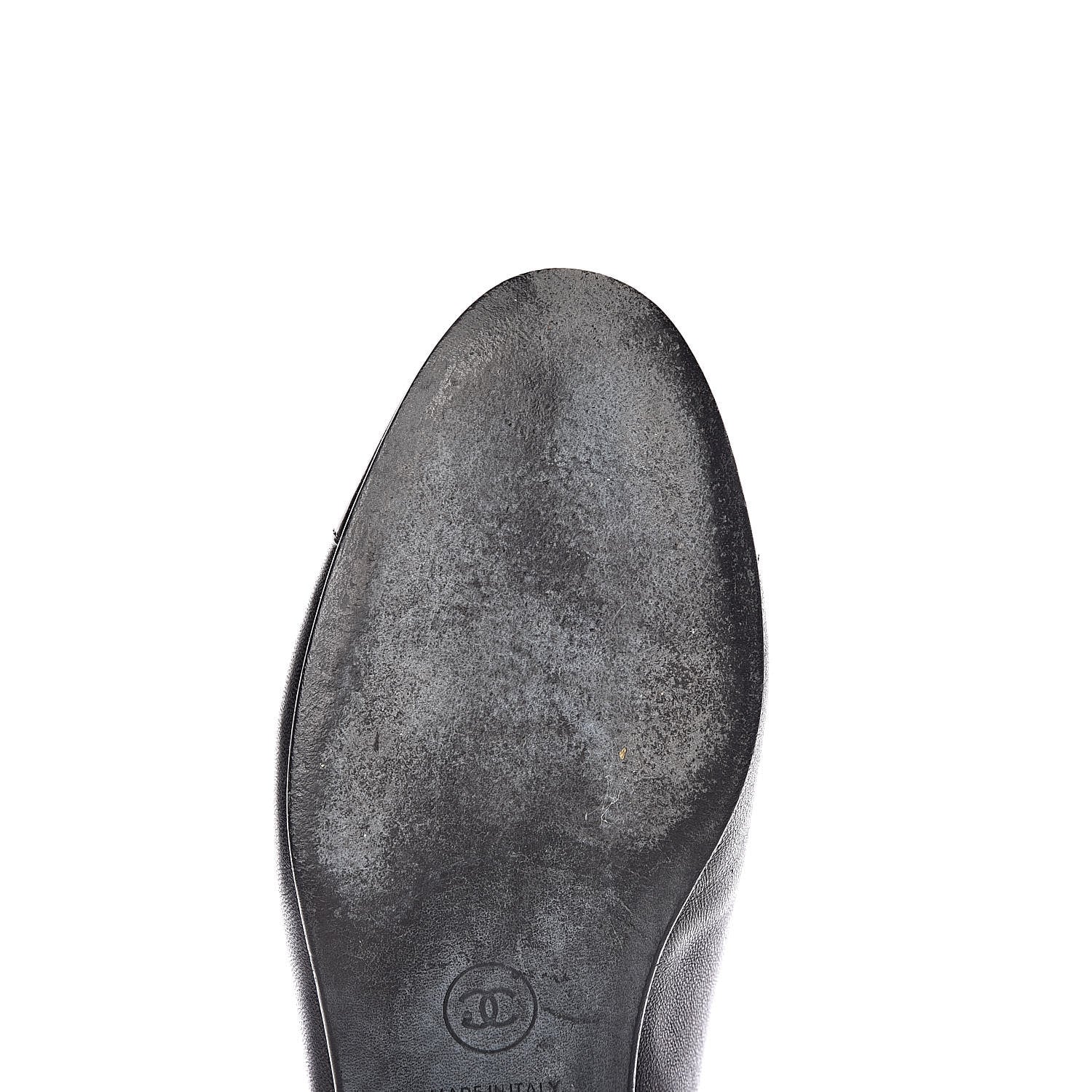 Chanel Lambskin Patent CC Cap Toe Ballerina Flats 35 Black 11 of 14