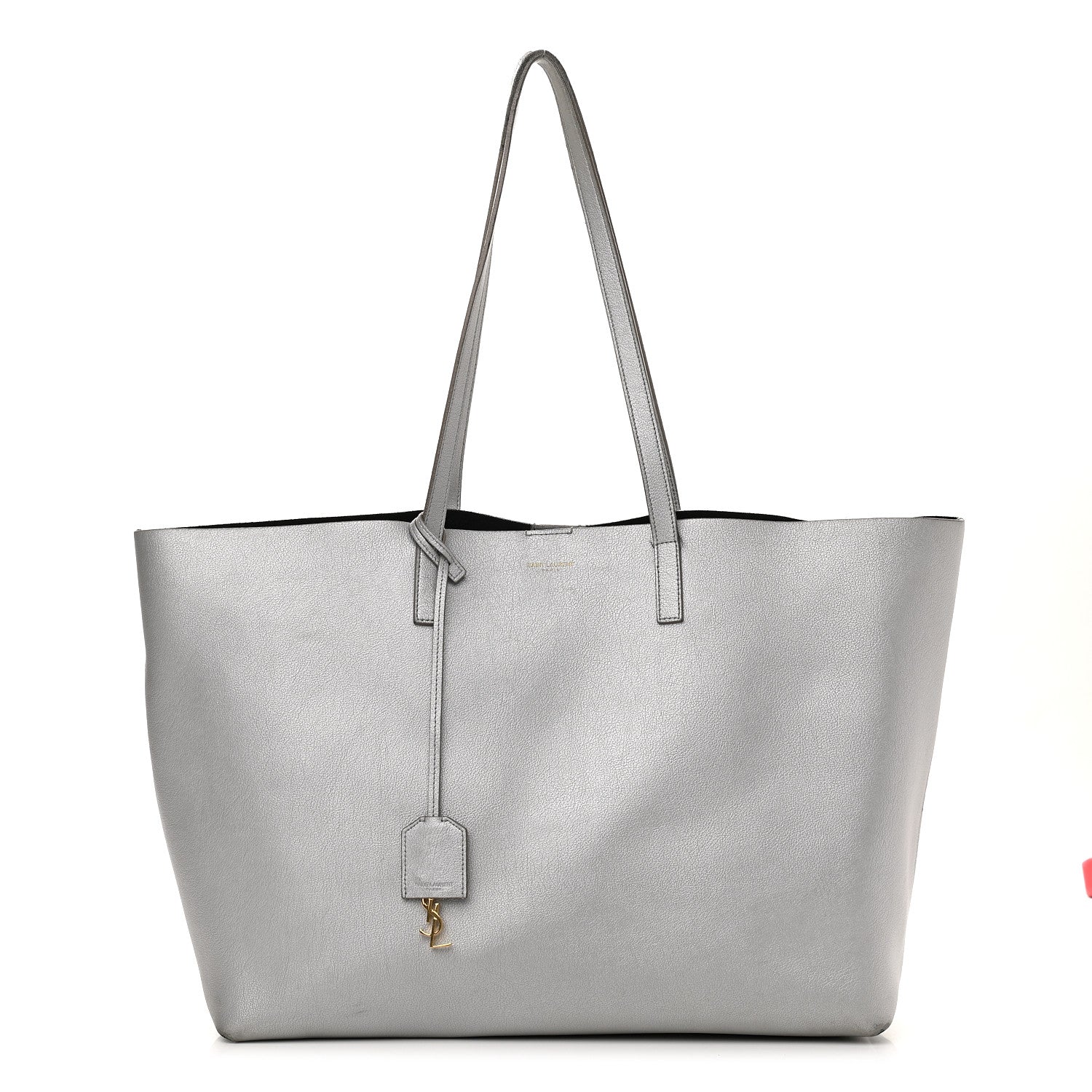 Saint Laurent Metallic Calfskin Large Shopping Tote Silver 3 of 21