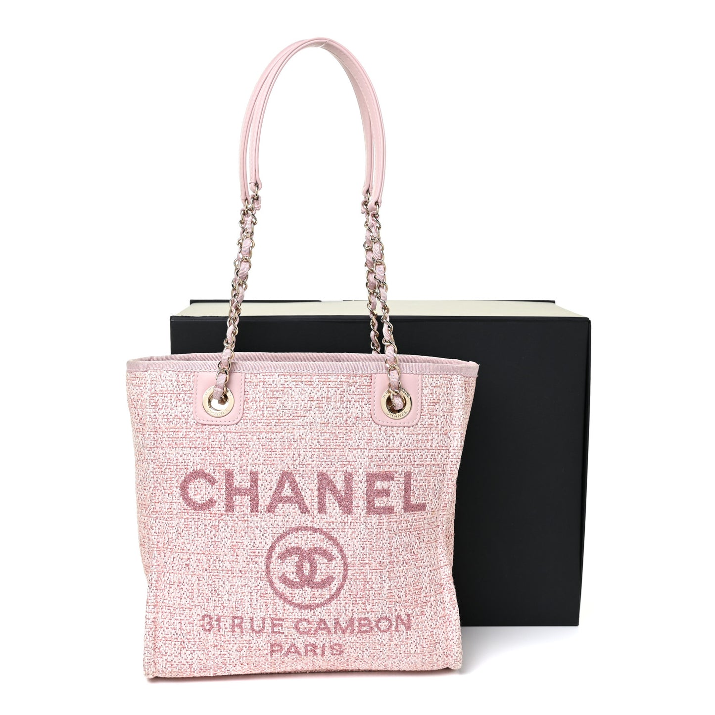 Lurex Boucle Mini Deauville Tote Pink