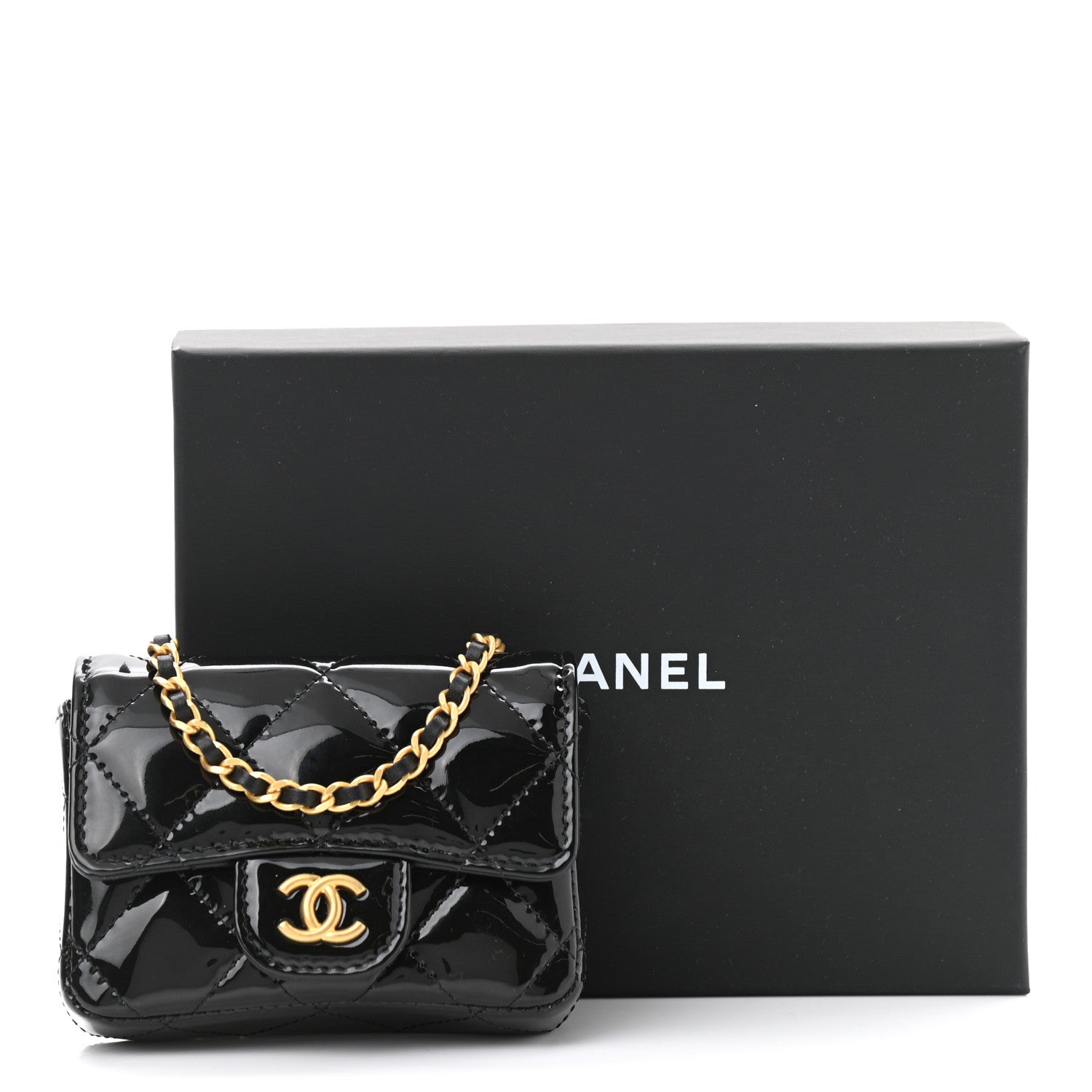 Chanel Patent Quilted Enamel Chain Mini Flap Belt Bag Black 11 of 11