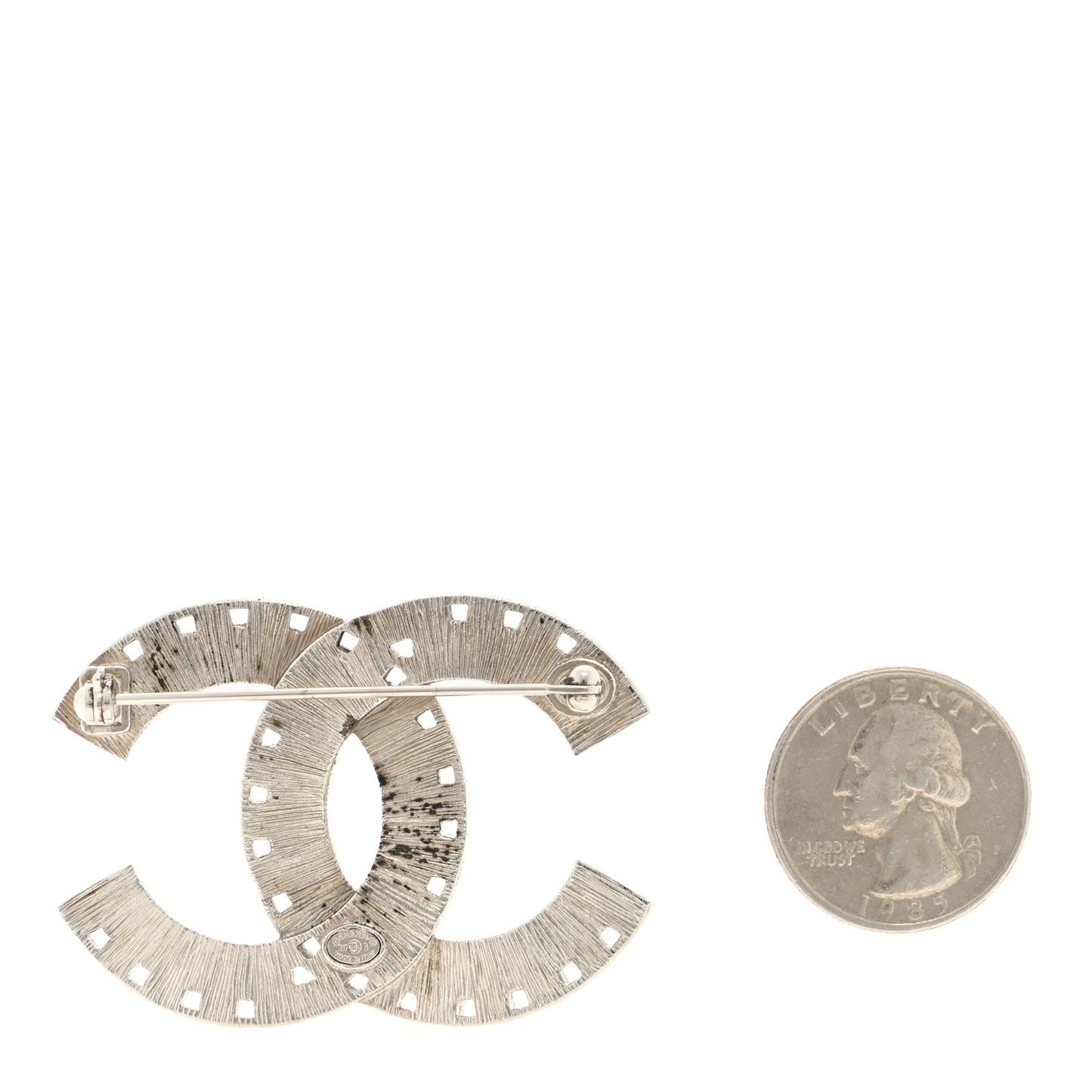 Baguette Crystal CC Brooch Silver Pink