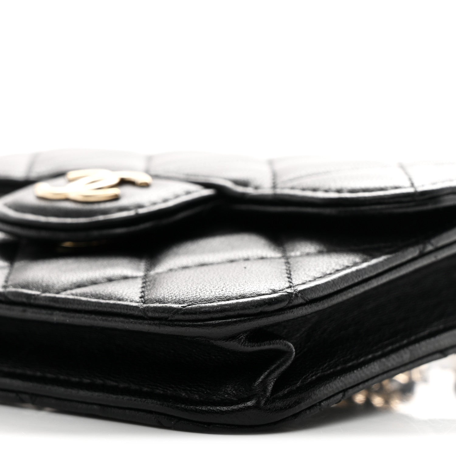 Chanel Lambskin Quilted Top Handle Flap Coin Purse With Chain Black 10 of 11