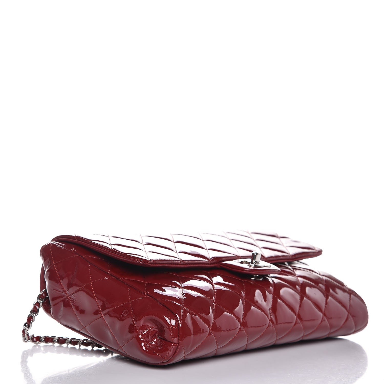 Chanel Patent Quilted Clutch With Chain Flap Red 4 of 14