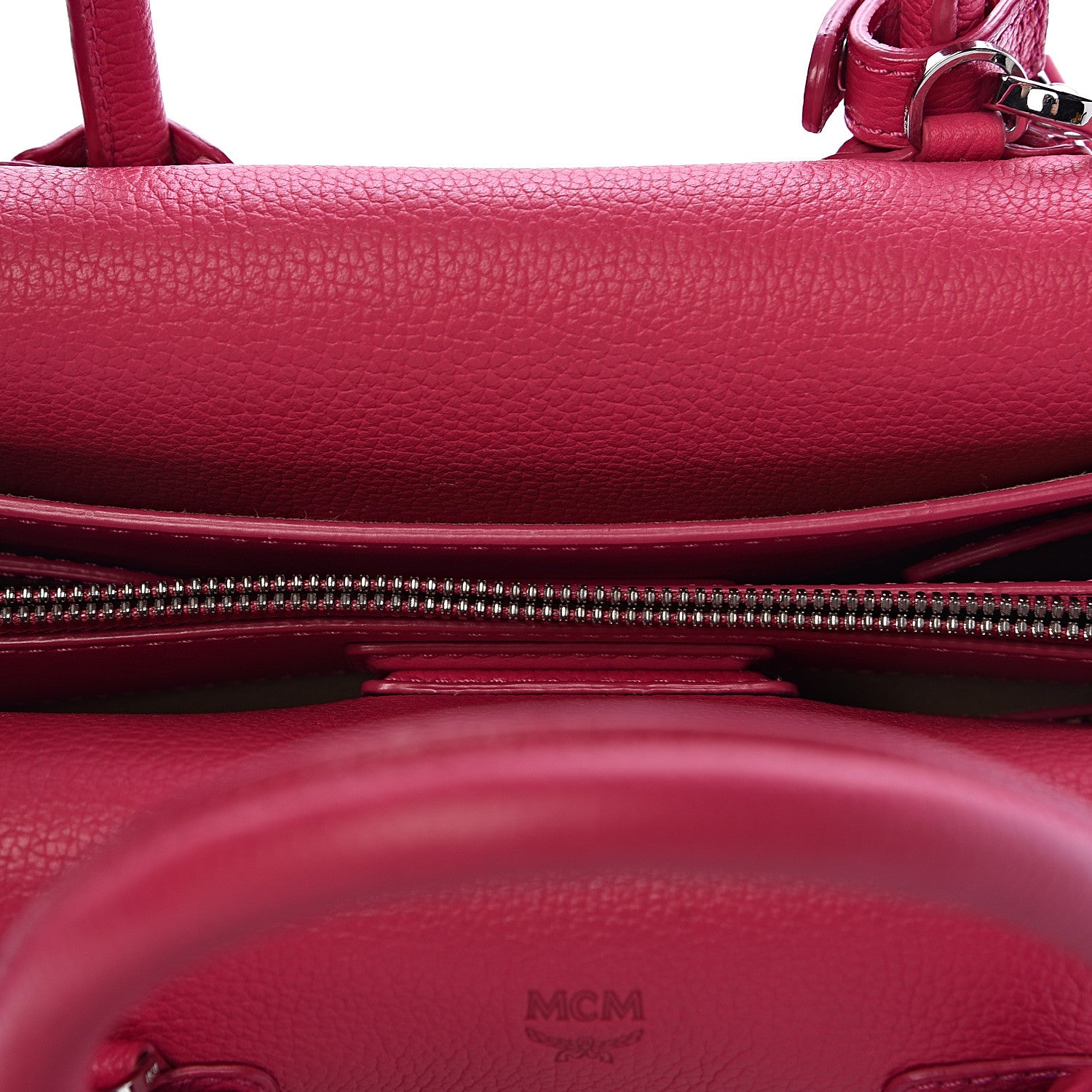 MCM Grained Calfskin Medium Milla Tote Beetroot Pink 9 of 13