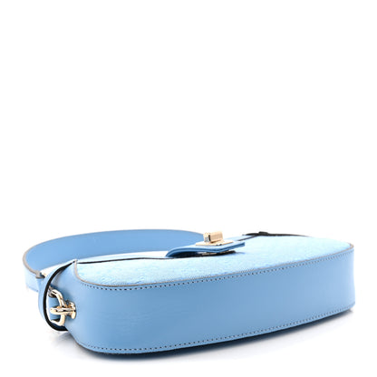 Gucci Calfskin Monogram Mini Moon Side Shoulder Bag Blue 4 of 11