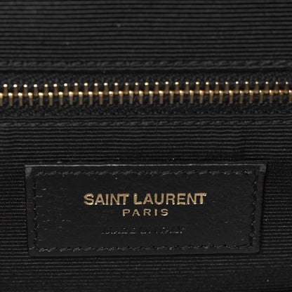Saint Laurent Grain De Poudre Textured Mixed Matelasse Large Triquilt Monogram Satchel Black 6 of 9
