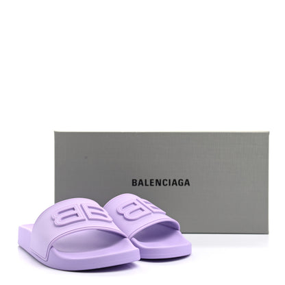 Balenciaga Rubber BB Womens Pool Slide Sandals 37 Lilac 9 of 9
