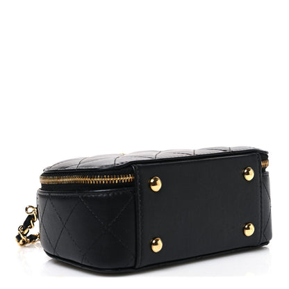 Chanel Lambskin Quilted Chic Riviera Top Handle Vanity Case Black 4 of 10