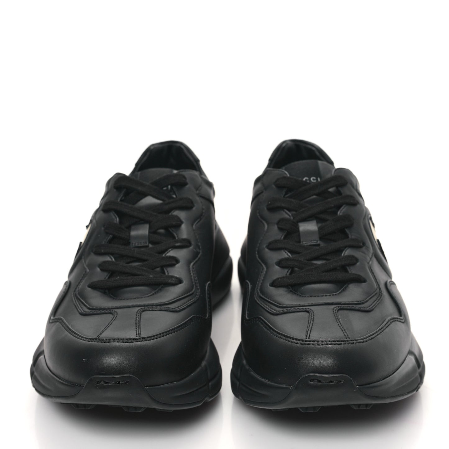 Dali Soft Calfskin Cut Out Interlocking G Womens Rhyton Sneakers 8.5 Black Ivoire
