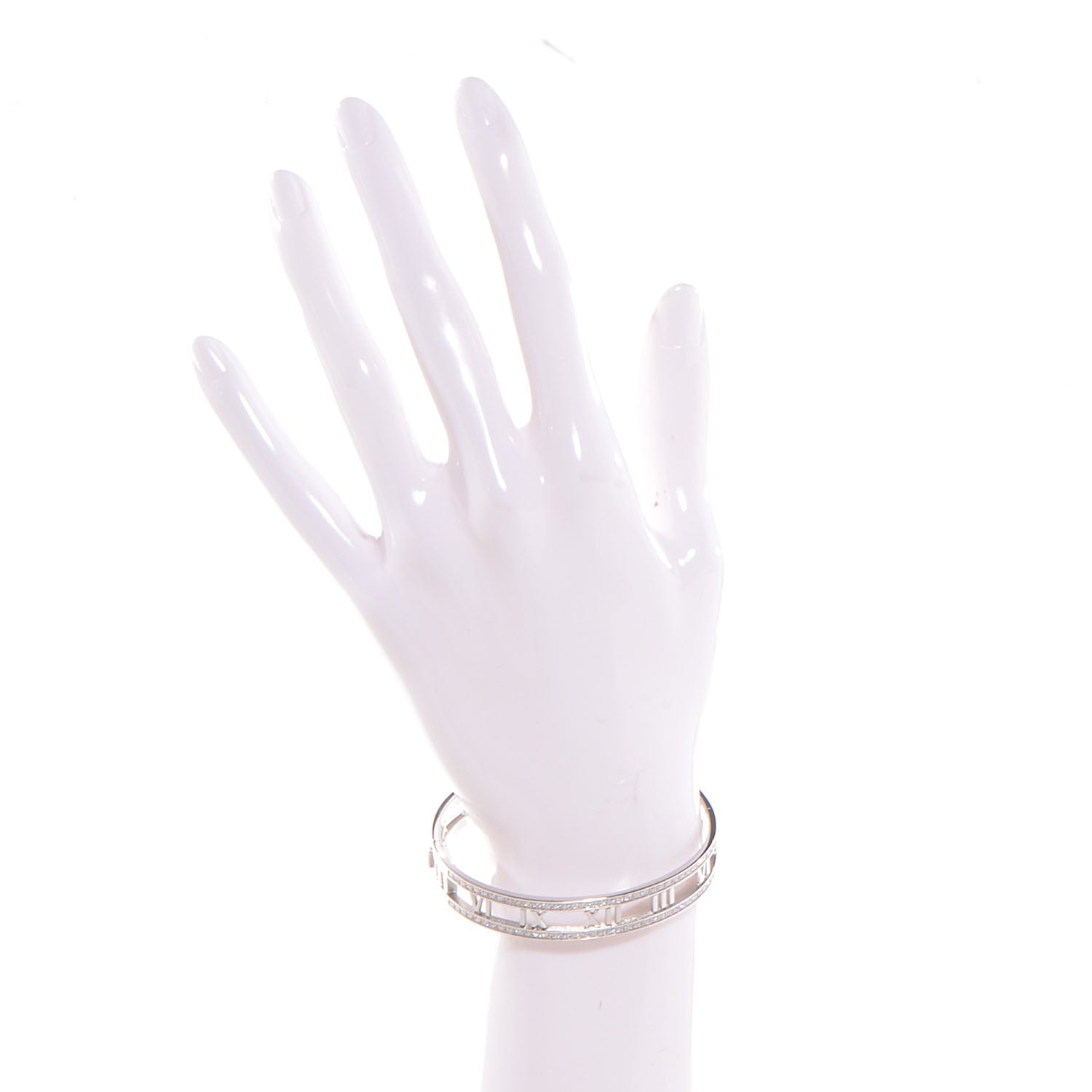 Tiffany 18k White Gold Diamond Atlas Hinged Bangle 2 of 6