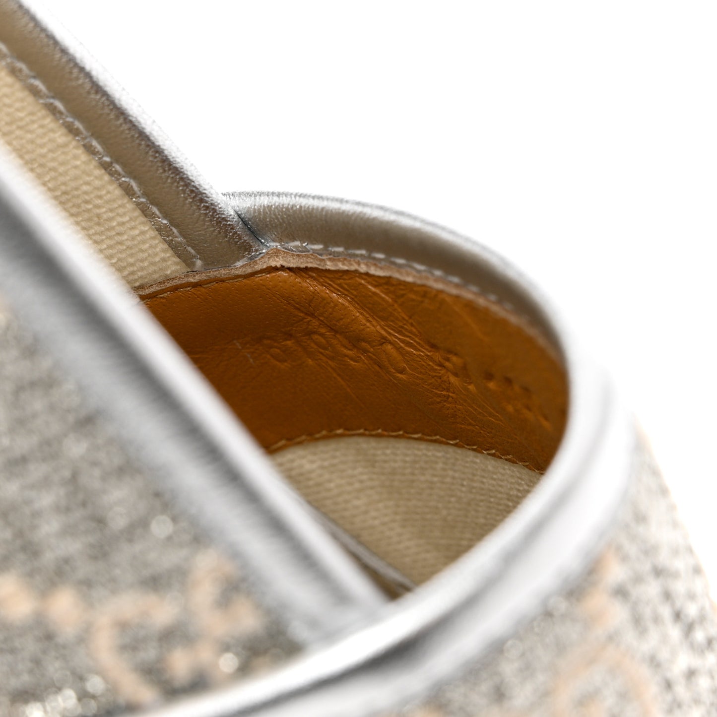 Lame Nappa GG Monogram Espadrilles 37 Silver Beige