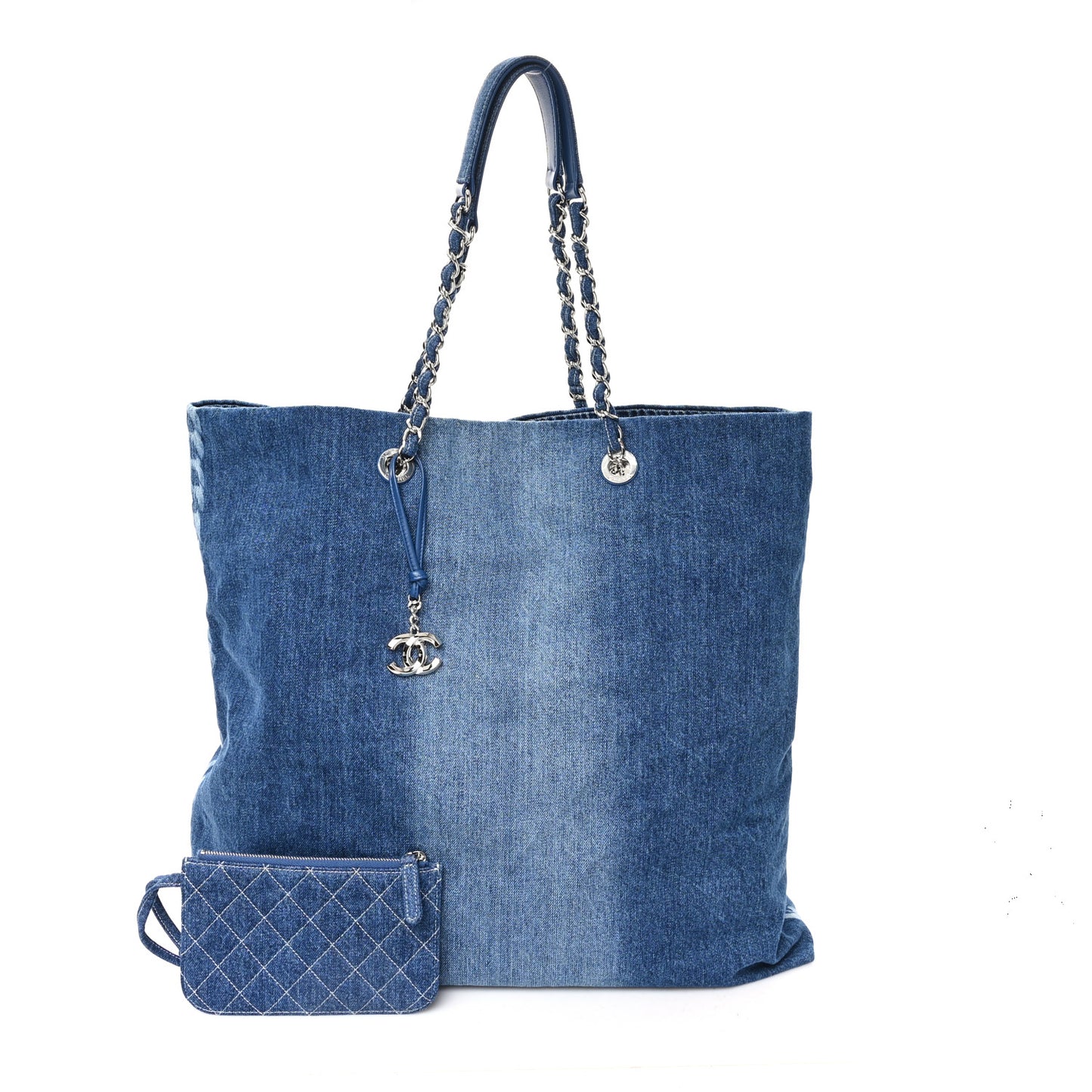 Denim Printed Shopping Bag Blue