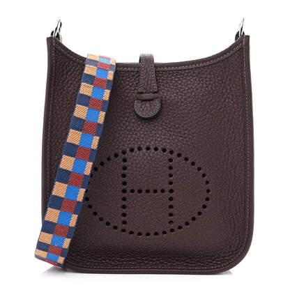 Hermes Taurillon Clemence Maxi Quadrille Evelyne TPM Rouge Sellier Bleu Bill Biscuit Rouge H 1 of 11