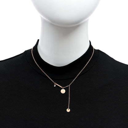 Hermes 18K Rose Gold Diamond PM Ex-Libris Pendant Necklace 2 of 6