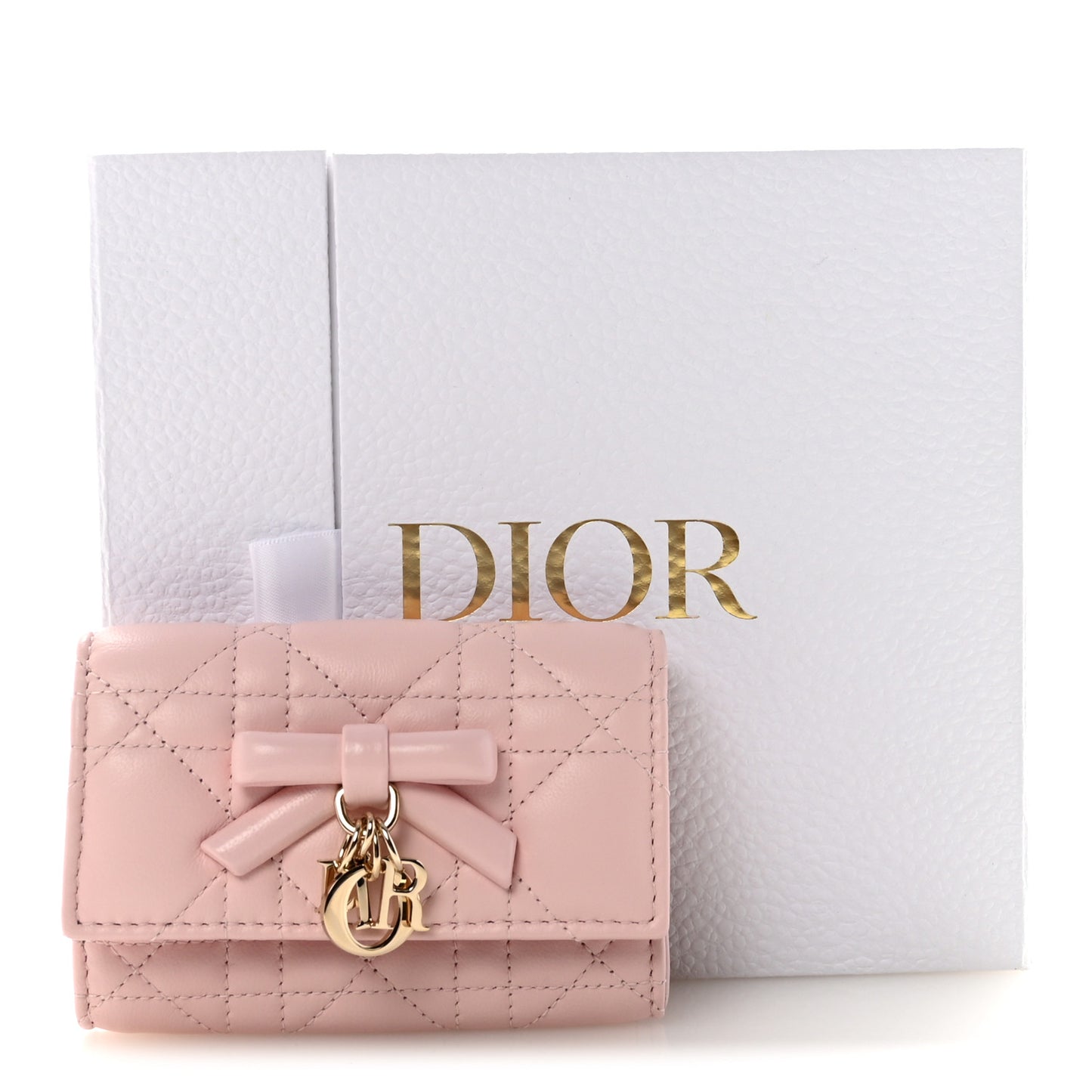 Lambskin Cannage Bow My Dior Glycine Wallet Rose Soupir