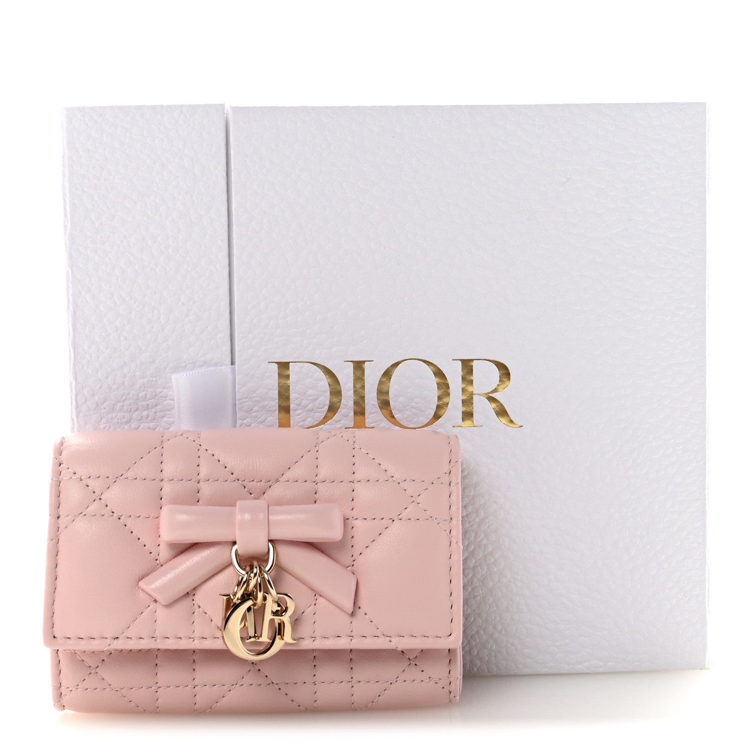 Christian Dior Lambskin Cannage Bow My Dior Glycine Wallet Rose Soupir 8 of 8