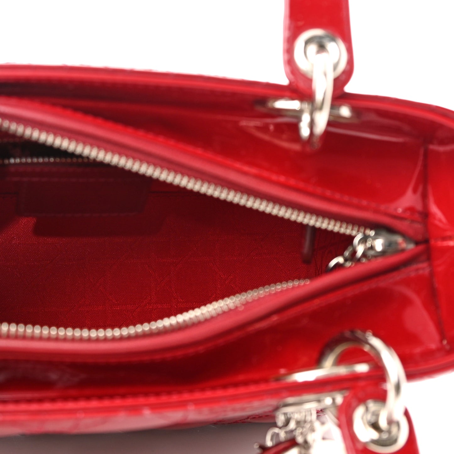 Patent Cannage Medium Lady Dior Red
