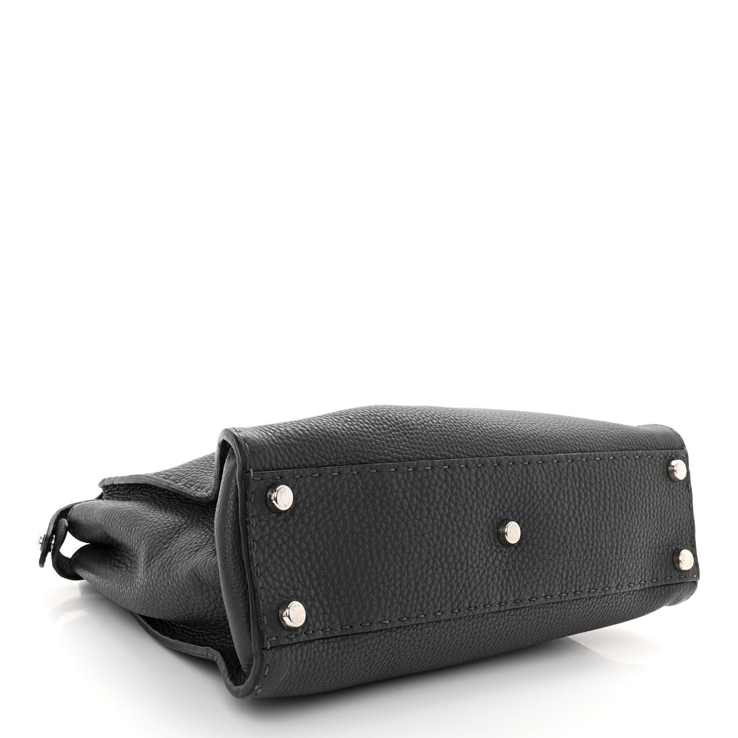 Fendi Cuoio Romano Selleria Bi-Color Medium Peekaboo Iconic Satchel Asfalto Latte 4 of 10
