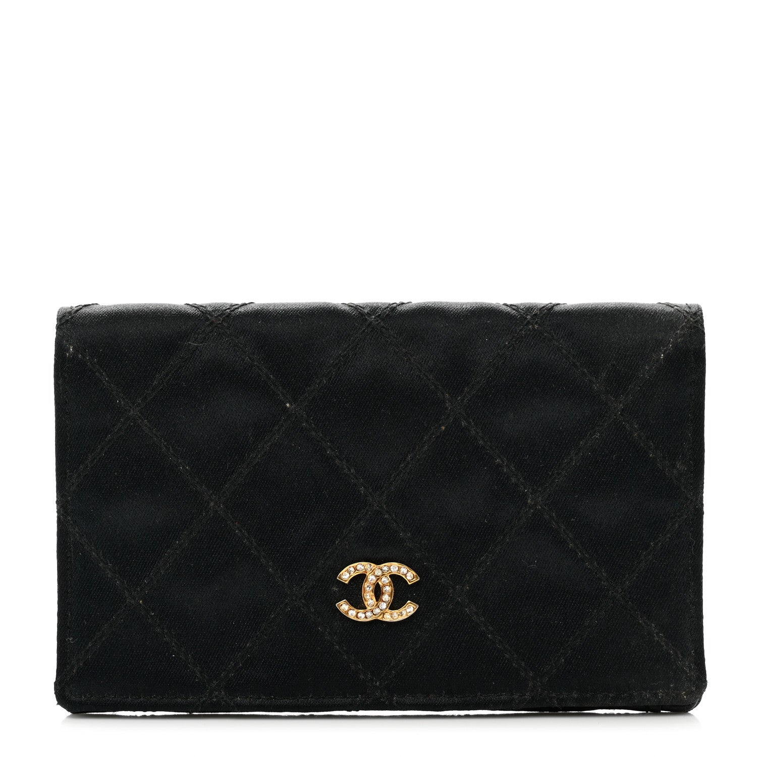 Chanel Satin Stitched Flap Card Holder Black 1 of 8