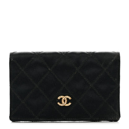 Chanel Satin Stitched Flap Card Holder Black 1 of 8