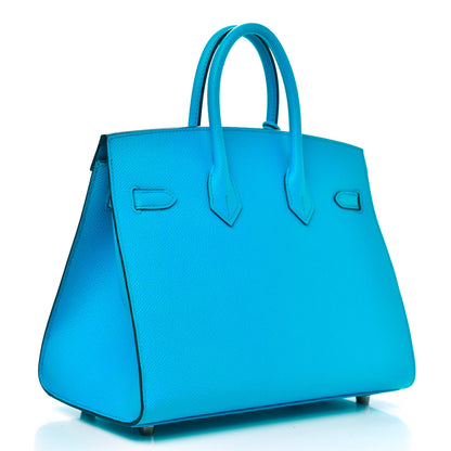 Hermes Epsom Birkin Sellier 25 Bleu Frida 3 of 10