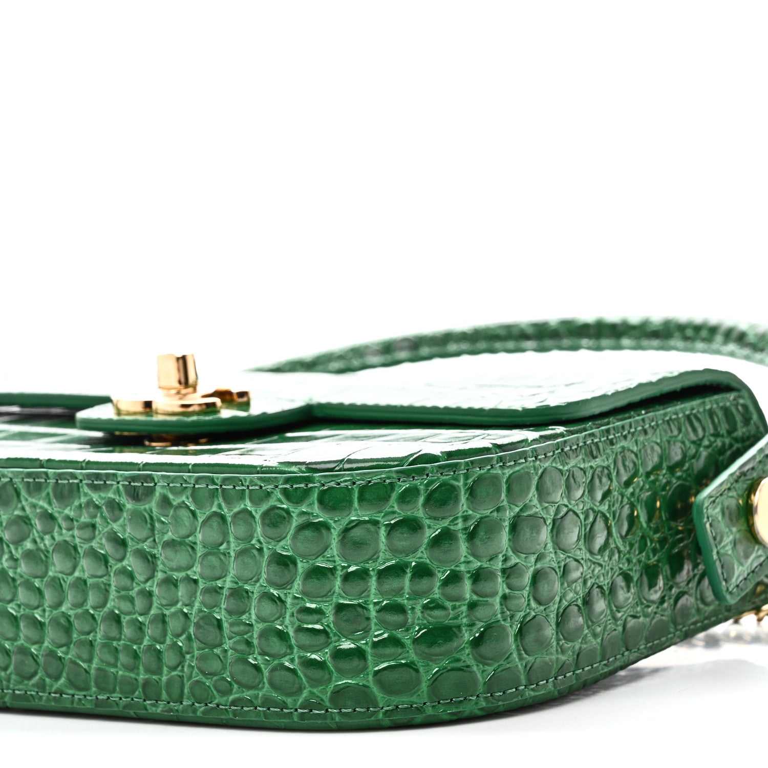 Chanel Calfskin Crocodile Embossed Turn Around Mini Flap Emerald 10 of 11