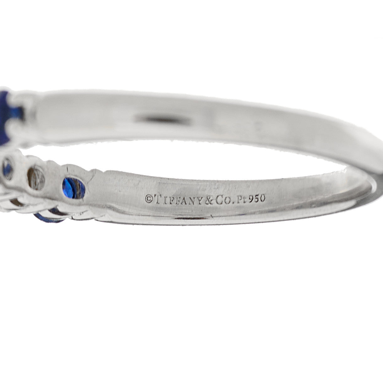 Platinum Diamond Blue Sapphire Embrace Half Circle Ring 65 11