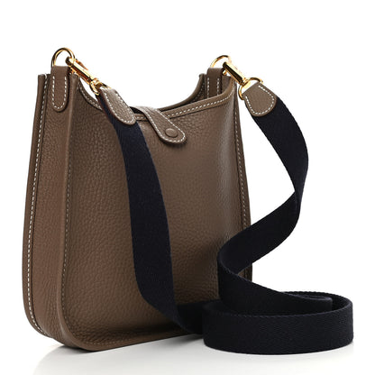 Hermes Taurillon Clemence Amazone Evelyne TPM Etoupe Bleu Indigo 2 of 10