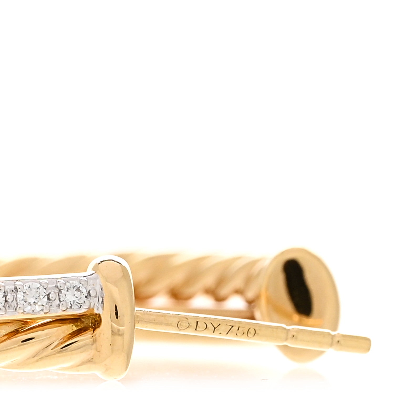 David Yurman 18K Yellow Gold Diamond Crossover Medium Hoop Earrings 4 of 5