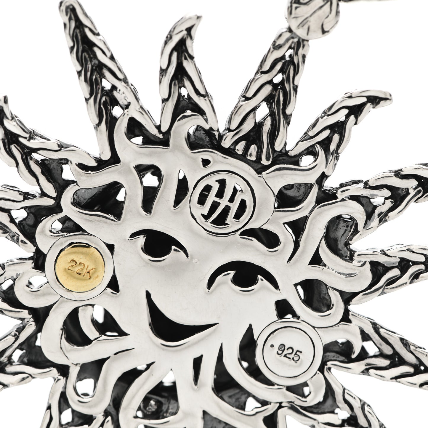 Sterling Silver 22K Yellow Gold Sun Pendant
