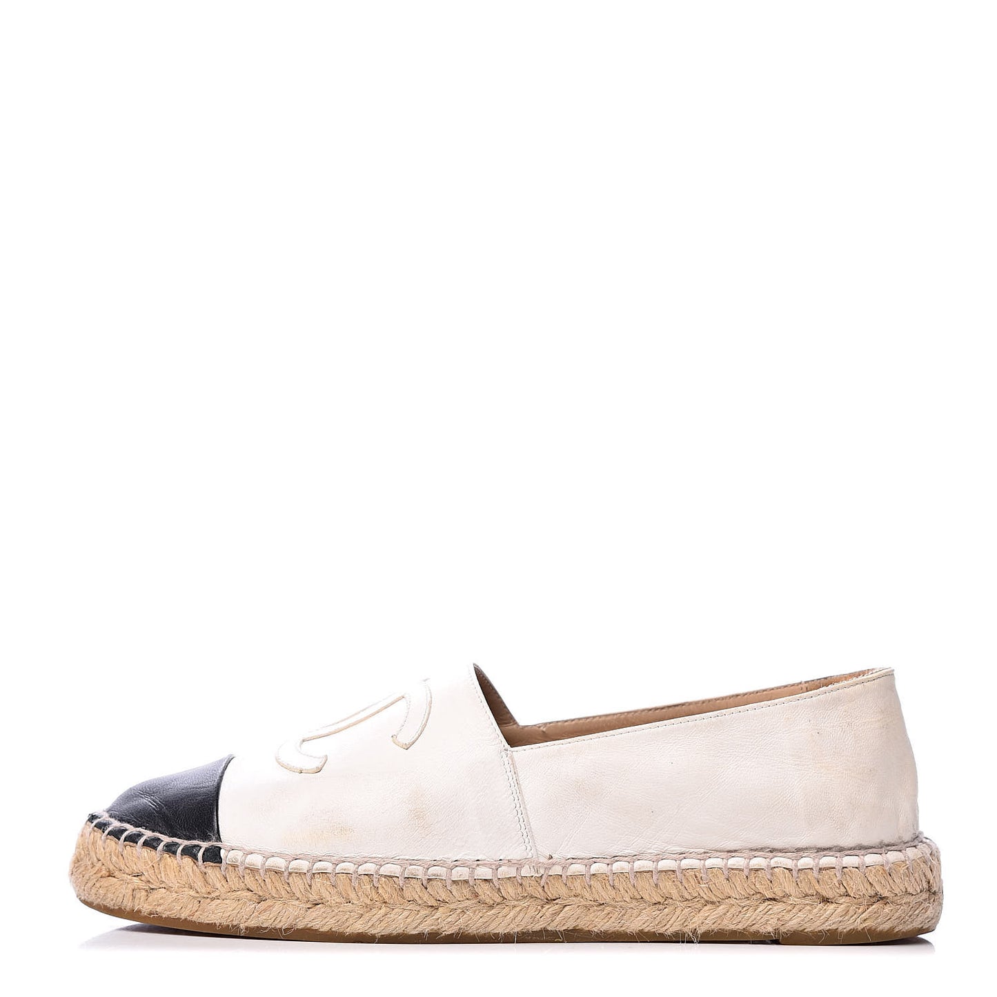 Lambskin CC Espadrilles 38 White Black