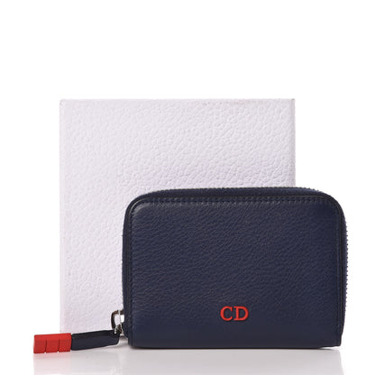 Christian Dior Grained Calfskin Compact Zip Wallet in Blue 7 of 7