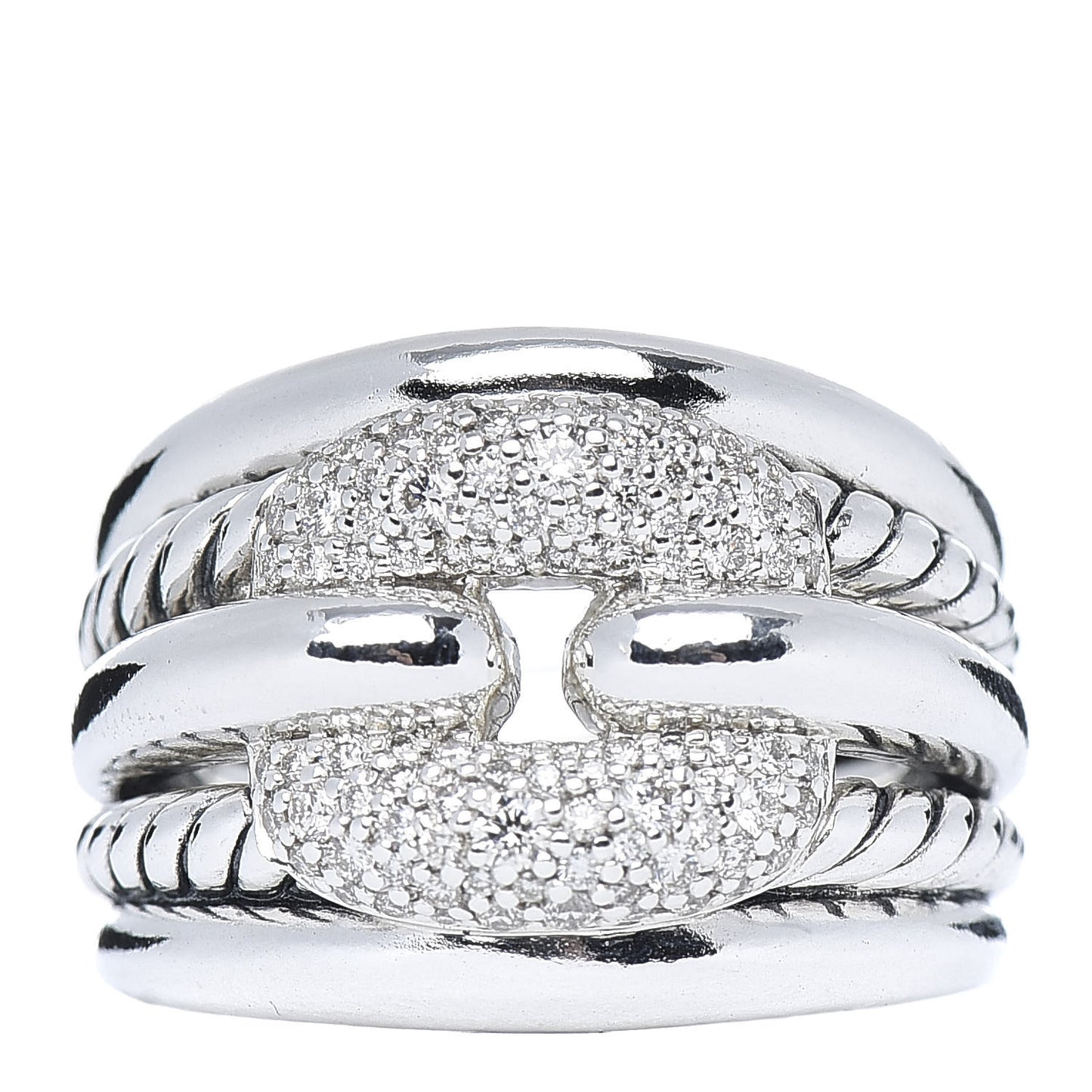 Sterling Silver Diamond Thoroughbred Cushion Link Ring 54 7