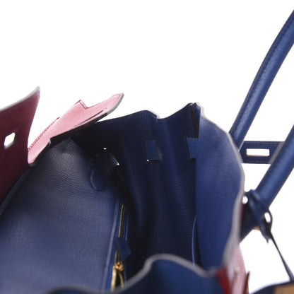 Hermes Chevre Mysore Horseshoe Birkin 30 Rouge Casaque Bleu Brighton 30 of 41