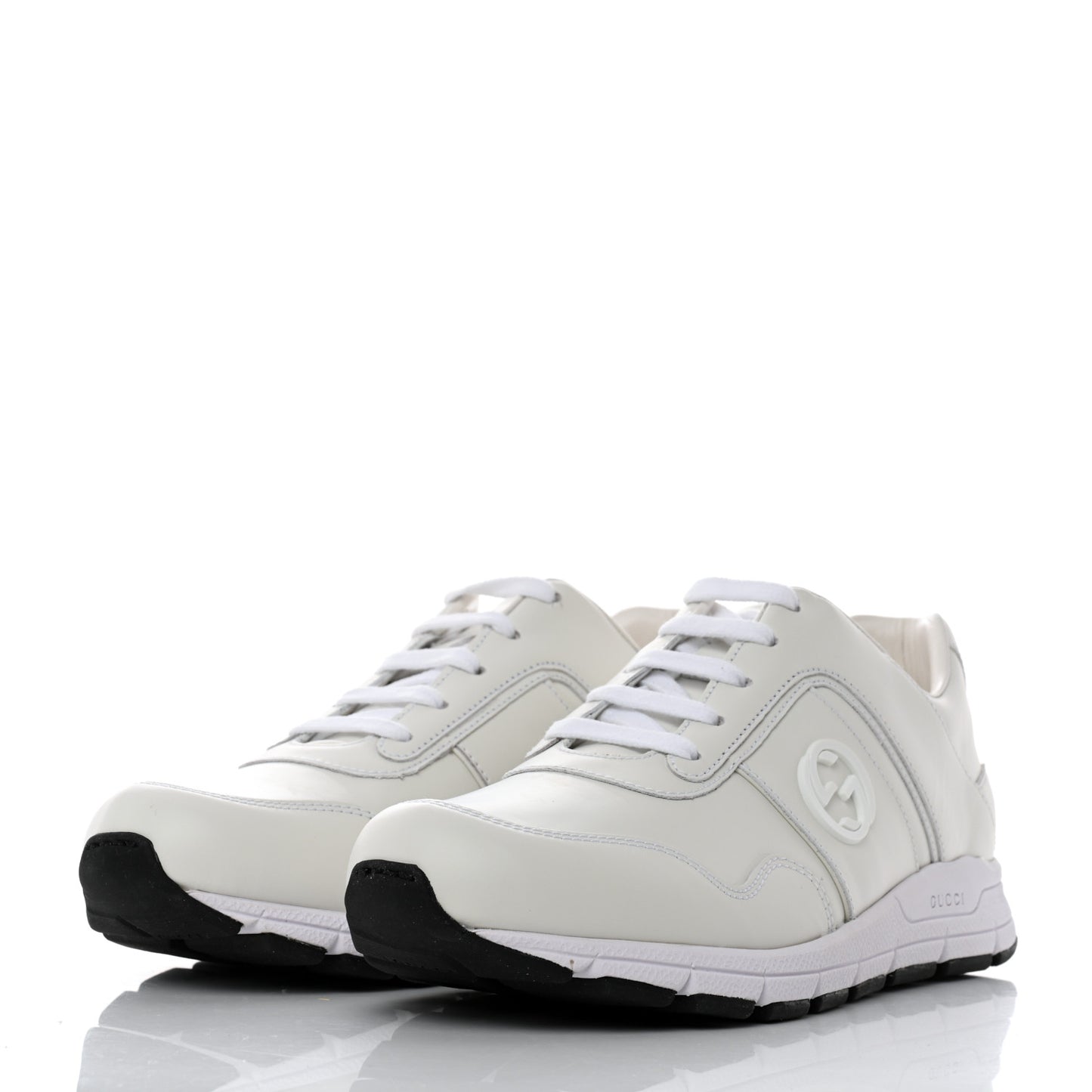 Calfskin Womens Interlocking G Sneakers 37.5 White